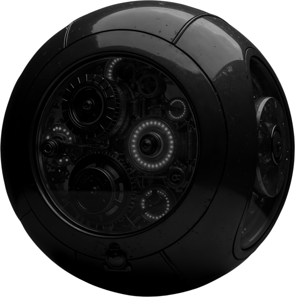 Futuristic spherical mechanical device.