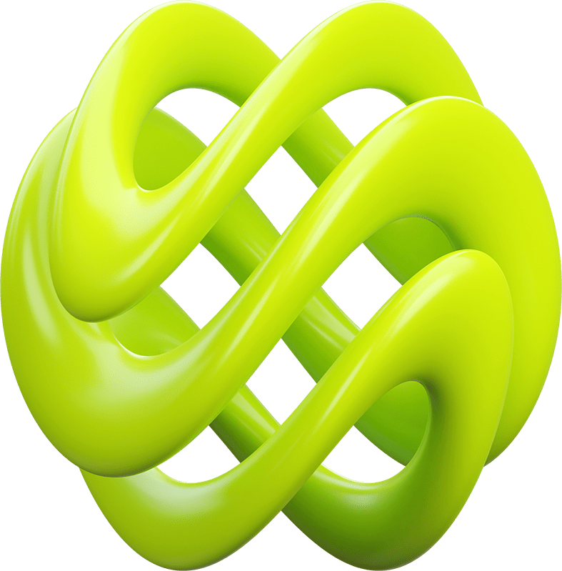 Glossy green intertwined abstract shape