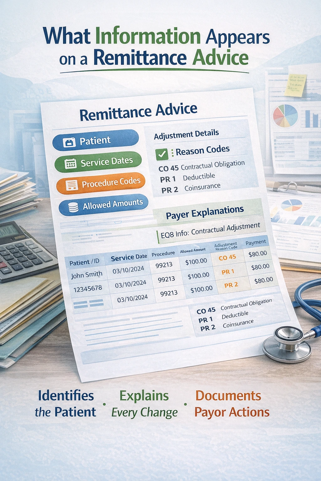 What information appears on a remittance advice