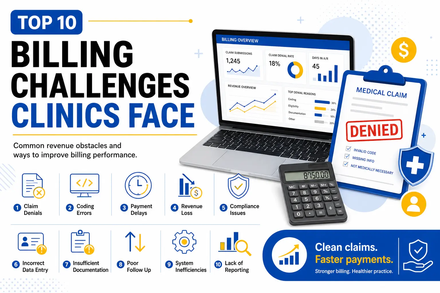 Top 10 Problems Clinics Face in Billing MedicalBilling.help infographic blog